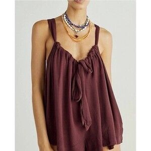 NEW FREE PEOPLE (Size XS) Chase The Sun Shorttall Romper, Plum Purple